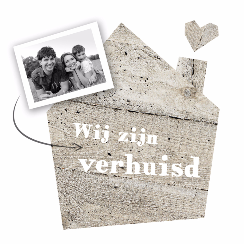 Verhuiskaart houten huis - Verhuiskaarten Verhuiskaarten - Verhuiskaart houten huis