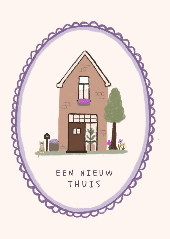 Verhuiskaart illustratie huisje boompje beestje - Verhuiskaarten Verhuiskaarten - Verhuiskaart illustratie huisje boompje beestje