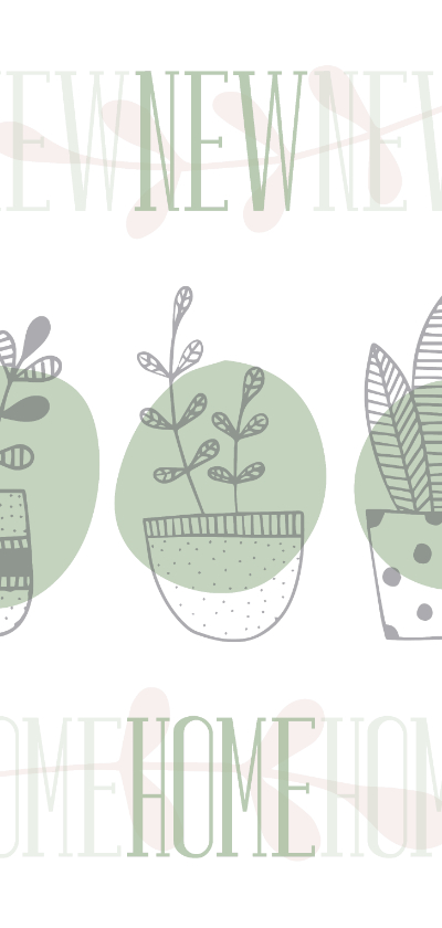 Verhuiskaart langwerpig 'NEW HOME' botanische stijl - Verhuiskaarten Verhuiskaarten - Verhuiskaart langwerpig 'NEW HOME' botanische stijl