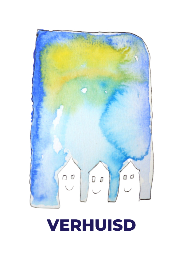 Verhuiskaarten - Verhuiskaart met 3 blije huisjes