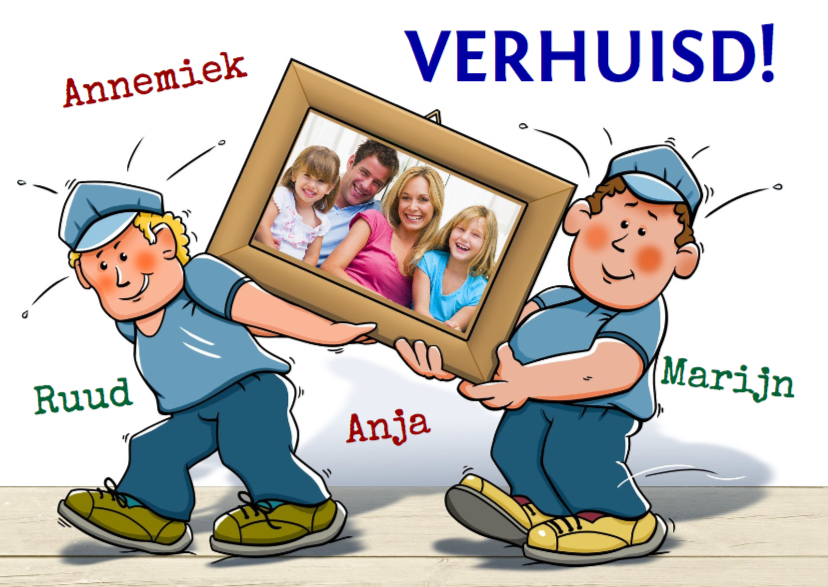verhuiskaart met foto en verhuizers - Verhuiskaarten Verhuiskaarten - verhuiskaart met foto en verhuizers