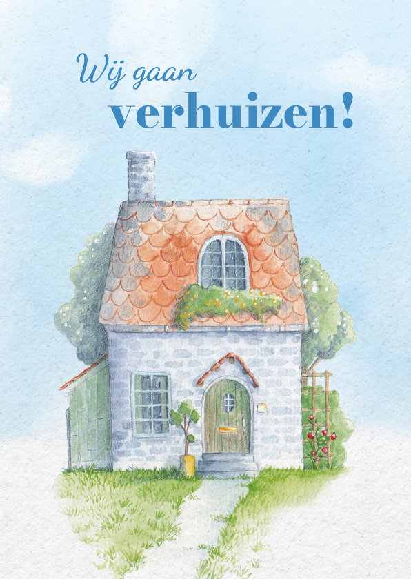 Verhuiskaart met illustratie van cottage - Verhuiskaarten Verhuiskaarten - Verhuiskaart met illustratie van cottage