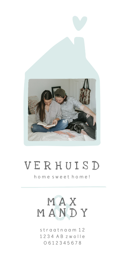 Verhuiskaarten - Verhuiskaart met lief huisje en foto langwerpig