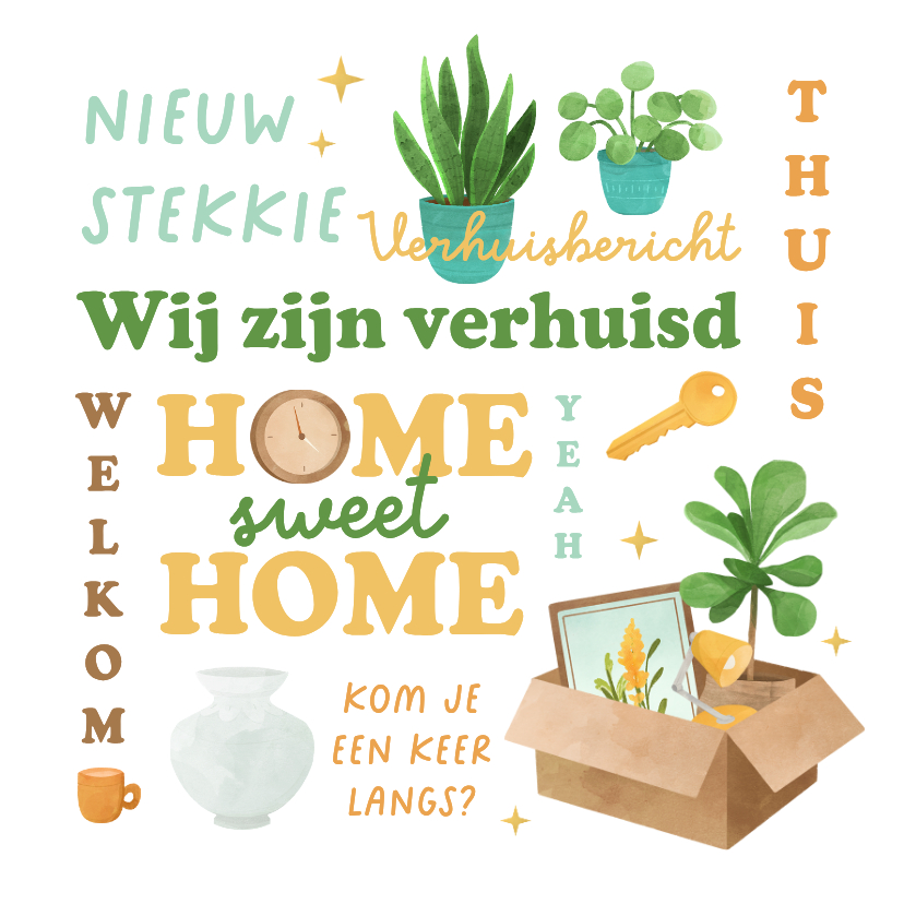 Verhuiskaart new home nieuw stekkie verhuisbericht sleutel - Verhuiskaarten Verhuiskaarten - Verhuiskaart new home nieuw stekkie verhuisbericht sleutel