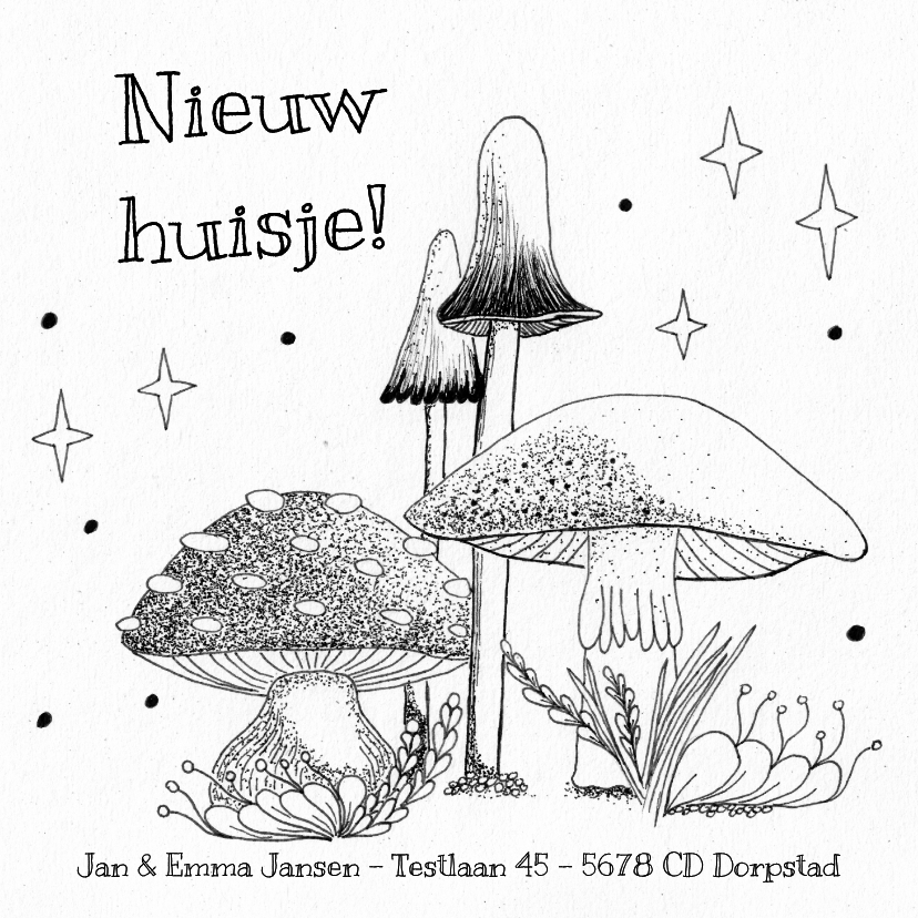 Verhuiskaart paddenstoelen - Verhuiskaarten Verhuiskaarten - Verhuiskaart paddenstoelen