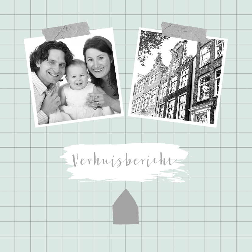 Verhuiskaart ruitpatroon foto's mint - Verhuiskaarten Verhuiskaarten - Verhuiskaart ruitpatroon foto's mint