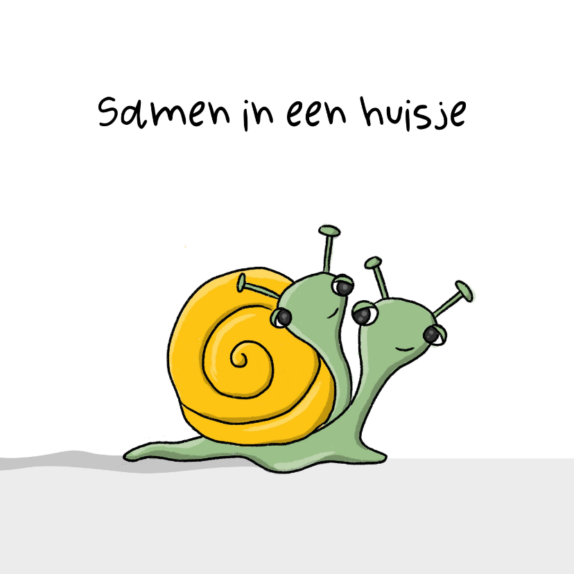 Verhuiskaart samenwonen slakken een huisje kaart - Verhuiskaarten Verhuiskaarten - Verhuiskaart samenwonen slakken een huisje kaart