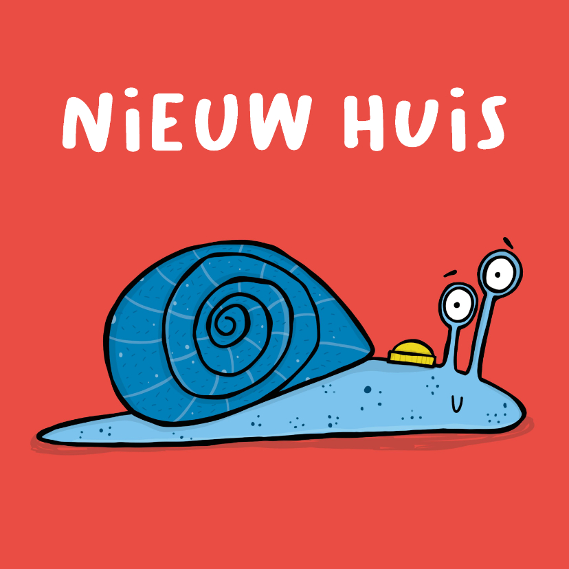 Verhuiskaart slak nieuw huis - Verhuiskaarten Verhuiskaarten - Verhuiskaart slak nieuw huis