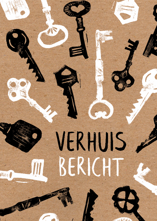 Verhuiskaarten - Verhuiskaart sleutel stempels