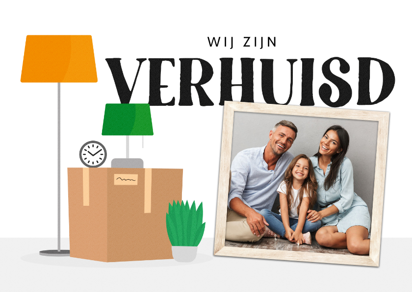 Verhuiskaarten - Verhuiskaart verhuisspullen foto plant dozen