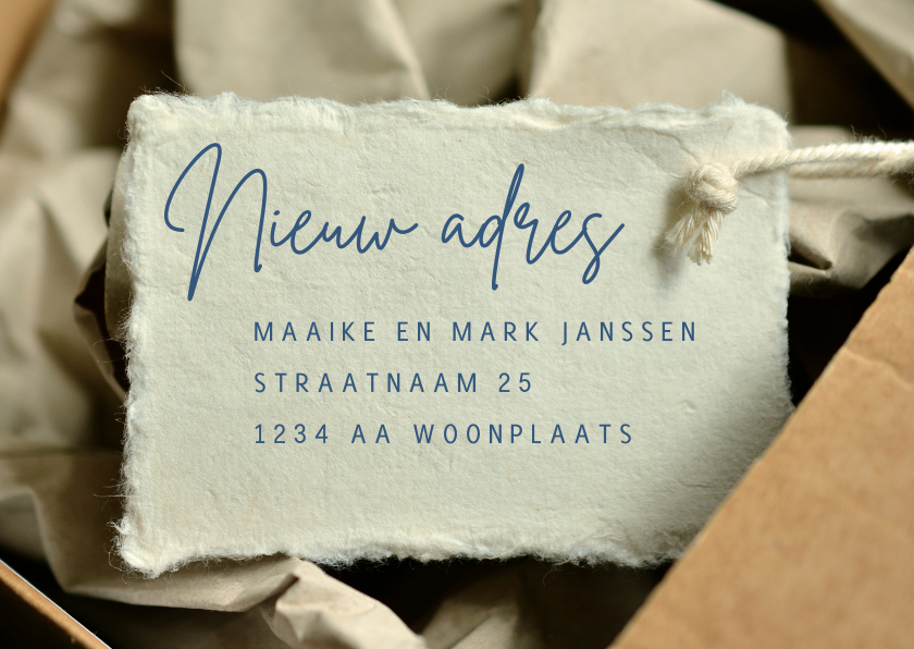 Verhuizen verhuisdoos met label - Verhuiskaarten Verhuiskaarten - Verhuizen verhuisdoos met label