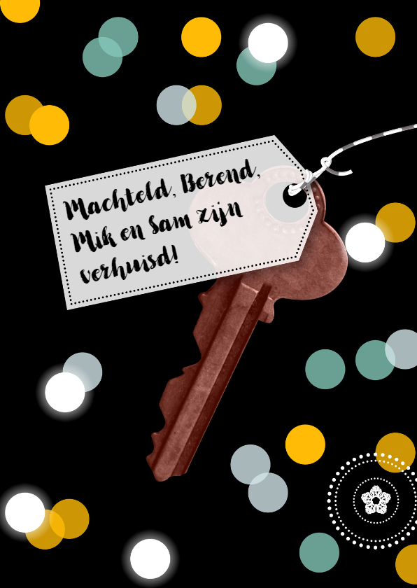 Verhuizing confetti sleutel eigen tekst - Verhuiskaarten Verhuiskaarten - Verhuizing confetti sleutel eigen tekst