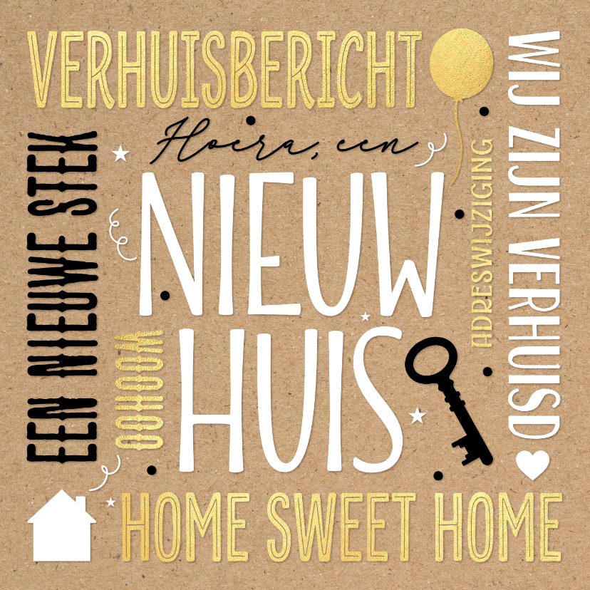 Vrolijke verhuiskaart Nieuw Huis - Verhuiskaarten Verhuiskaarten - Vrolijke verhuiskaart Nieuw Huis