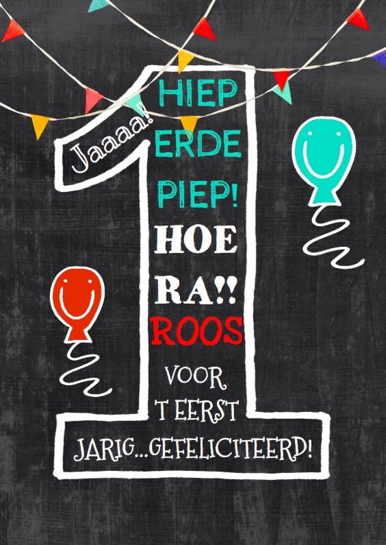 1 jaar schoolbord - Verjaardagskaarten Verjaardagskaarten - 1 jaar schoolbord