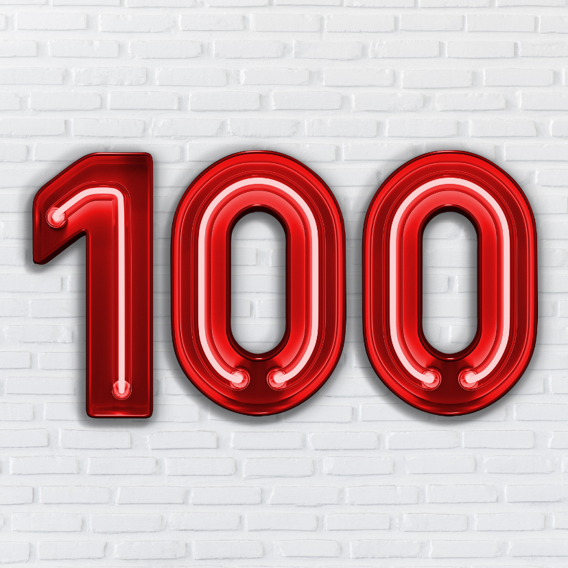 100 jaar in Stoere Industriële Neon Cijfers - Verjaardagskaarten Verjaardagskaarten - 100 jaar in Stoere Industriële Neon Cijfers