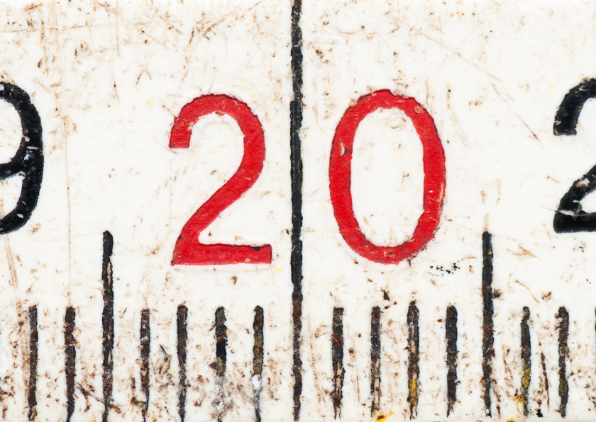 20 op oude witte duimstok - Verjaardagskaarten Verjaardagskaarten - 20 op oude witte duimstok