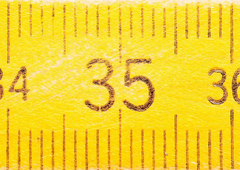 Verjaardagskaarten - 35 jaar op gele duimstok