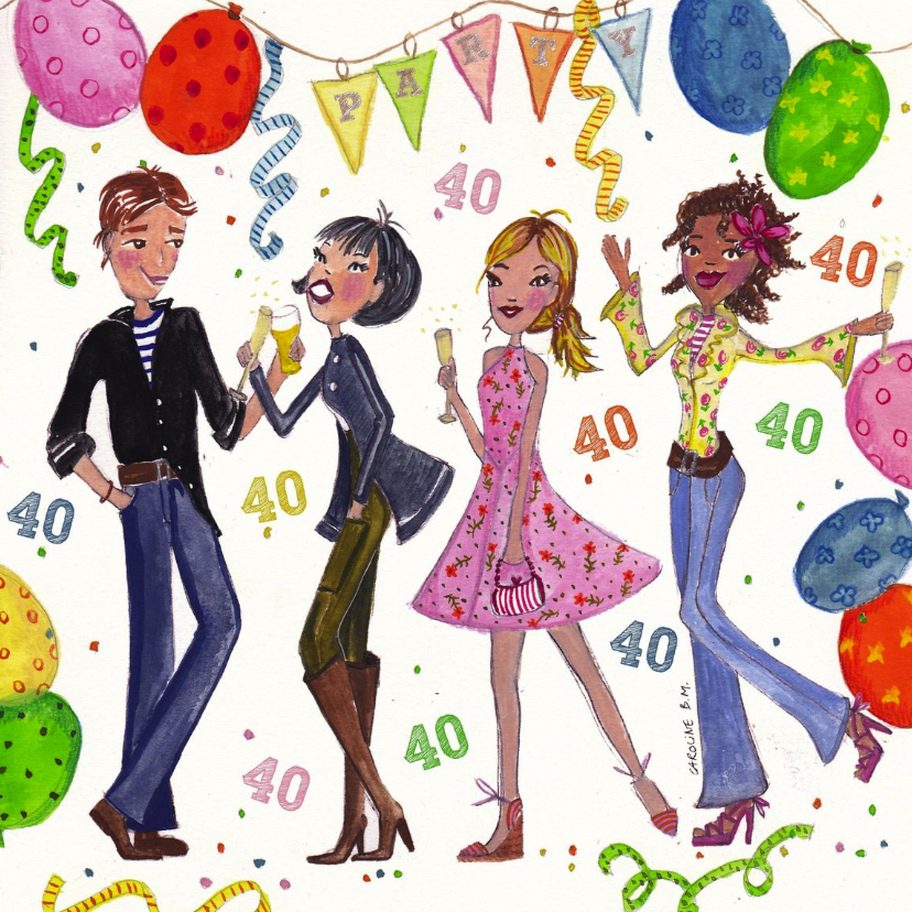 Verjaardagskaarten - 40 jaar Feest by Cartita Design