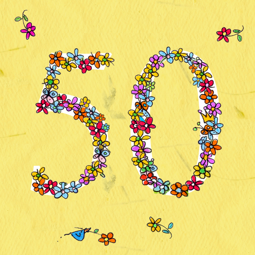 50 jaar bloementjes - Verjaardagskaarten Verjaardagskaarten - 50 jaar bloementjes