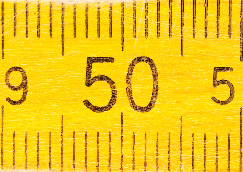 Verjaardagskaarten - 50 jaar op gele duimstok