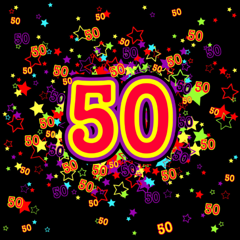 Verjaardagskaarten - 50 Vrolijke kaart met sterren