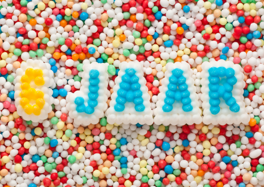 6 jaar van suikerletters - Verjaardagskaarten Verjaardagskaarten - 6 jaar van suikerletters