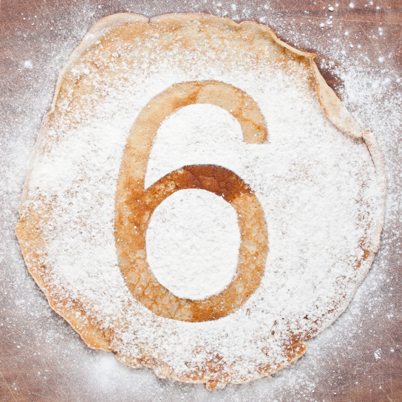6 op pannenkoek - Verjaardagskaarten Verjaardagskaarten - 6 op pannenkoek