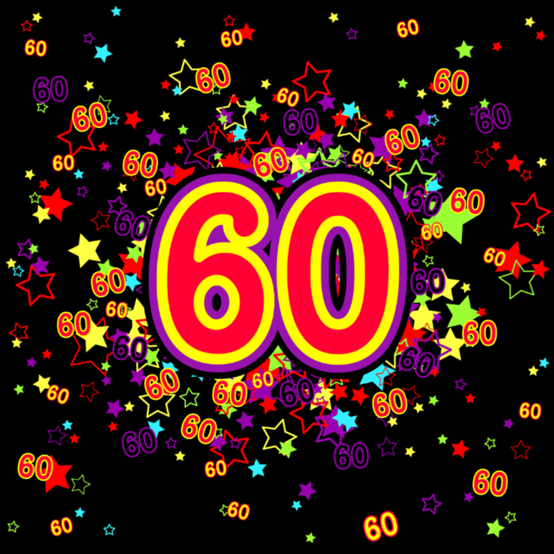 Verjaardagskaarten - 60 Vrolijke kaart met sterren