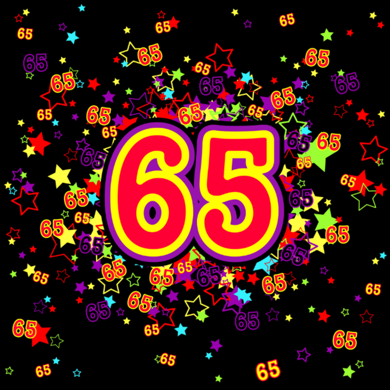 Verjaardagskaarten - 65 Vrolijke kaart met sterren