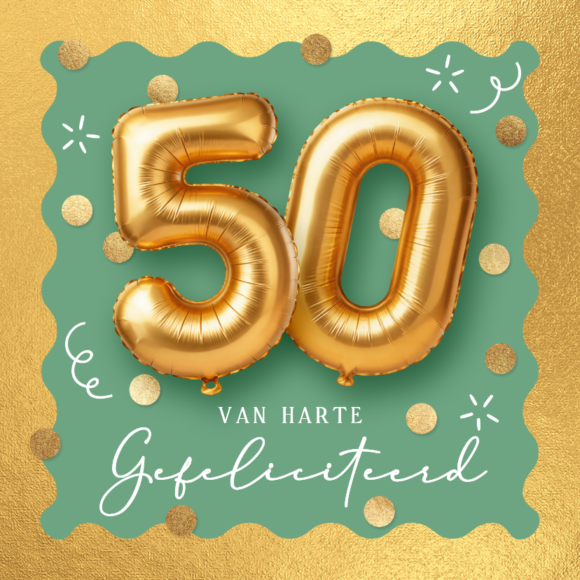 Verjaardagskaarten - Abraham 50 jaar verjaardagskaart gouden ballonnen