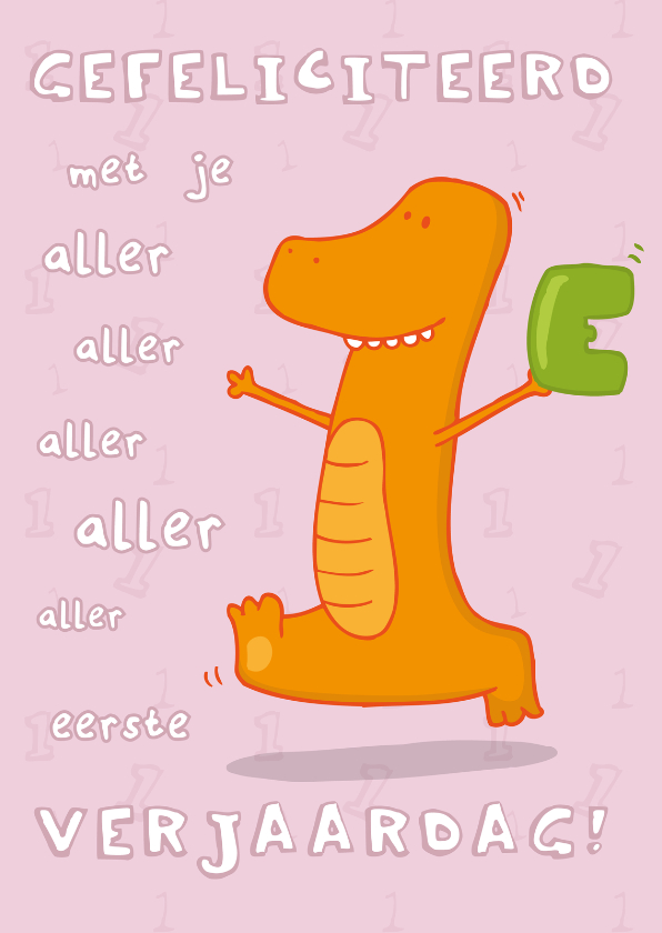 Aller Eerste Felicitatie meisje - Verjaardagskaarten Verjaardagskaarten - Aller Eerste Felicitatie meisje