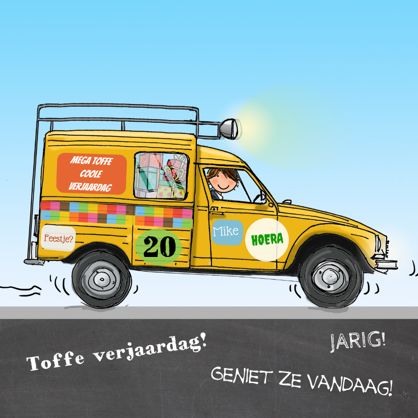 Besteleend geel met teksten - Verjaardagskaarten Verjaardagskaarten - Besteleend geel met teksten