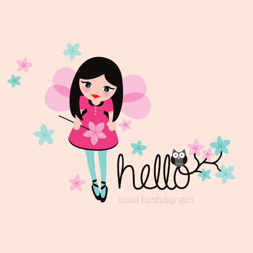 Birthday girl fee prinses - Verjaardagskaarten Verjaardagskaarten - Birthday girl fee prinses