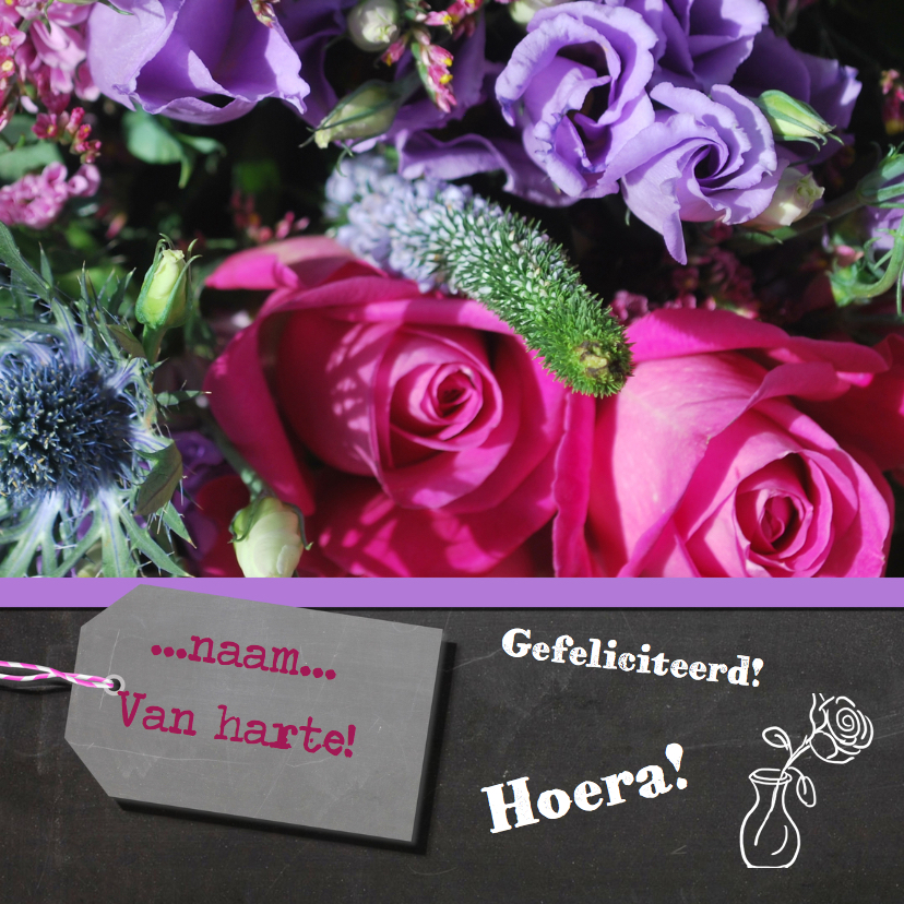 Bloemen krijtbord - Verjaardagskaarten Verjaardagskaarten - Bloemen krijtbord