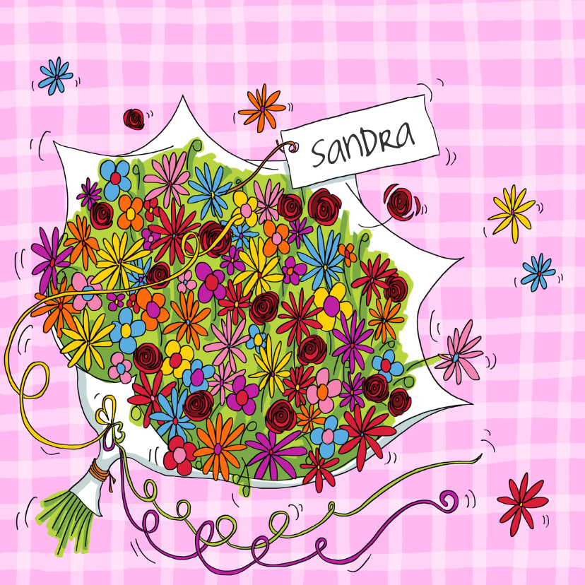 Bos bloemen verjaardag vrouw - Verjaardagskaarten Verjaardagskaarten - Bos bloemen verjaardag vrouw