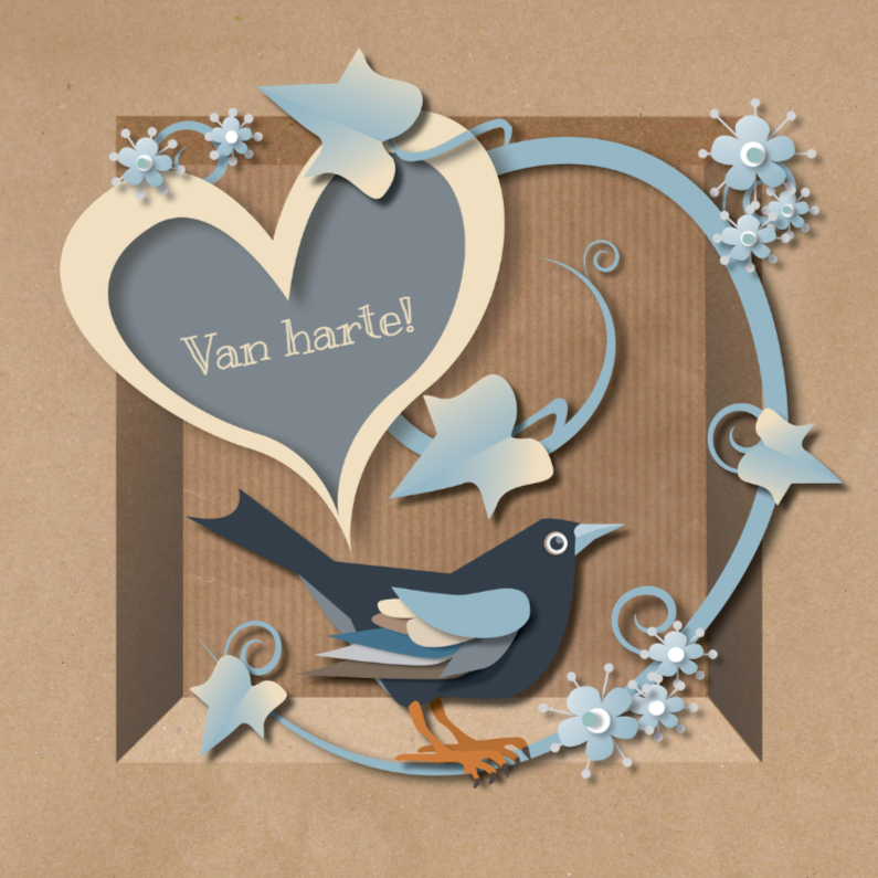 Brown Paper Box Blackbird Man - Verjaardagskaarten Verjaardagskaarten - Brown Paper Box Blackbird Man