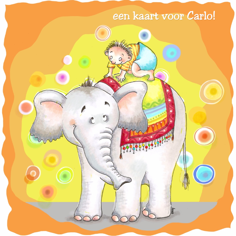 Carlo en de olifant - Verjaardagskaarten Verjaardagskaarten - Carlo en de olifant