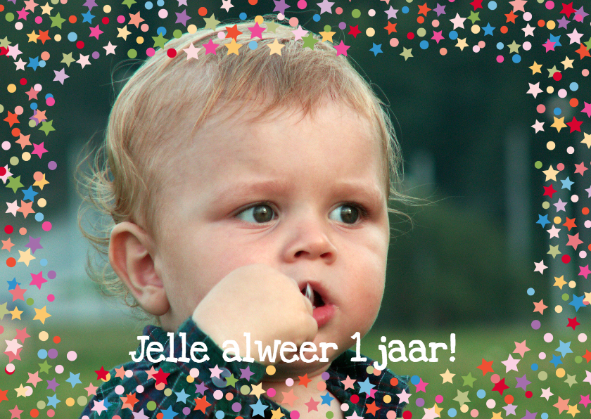 Confettikader sterren Eigen Foto - Verjaardagskaarten Verjaardagskaarten - Confettikader sterren Eigen Foto