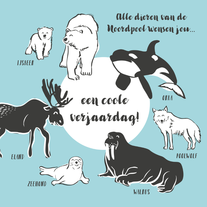 Verjaardagskaarten - Coole verjaardagskaart dieren Noordpool