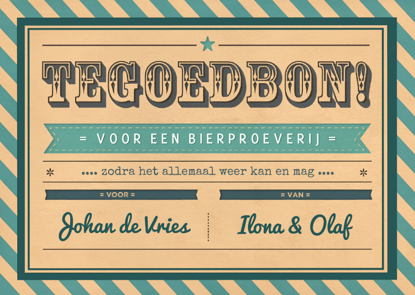 Corona tegoedbon voor een aanpasbare activiteit - met namen - Verjaardagskaarten Verjaardagskaarten - Corona tegoedbon voor een aanpasbare activiteit - met namen