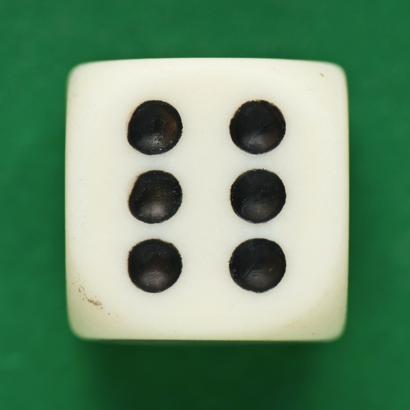 Dobbelsteen met 6 erop - Verjaardagskaarten Verjaardagskaarten - Dobbelsteen met 6 erop