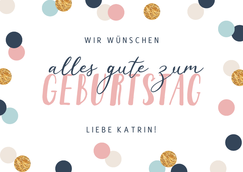 Duitse verjaardagskaart met confetti - Verjaardagskaarten Verjaardagskaarten - Duitse verjaardagskaart met confetti