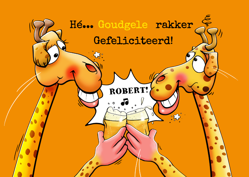 Verjaardagskaarten - Een grappige en verrassende verjaardagskaart met 2 giraffen