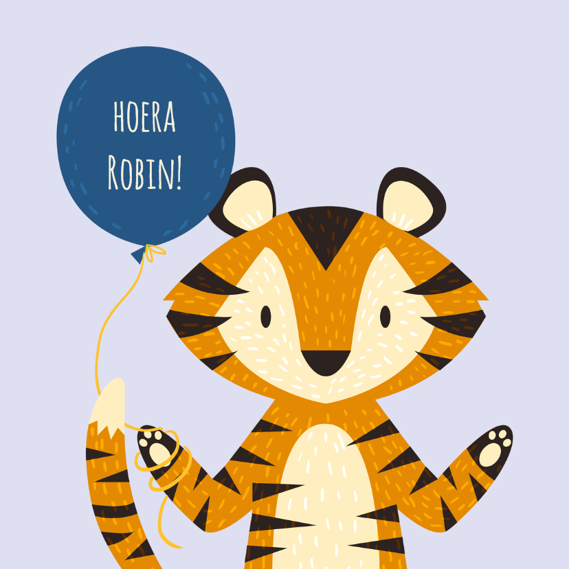 Feestelijke Tijger - Verjaardagskaarten Verjaardagskaarten - Feestelijke Tijger