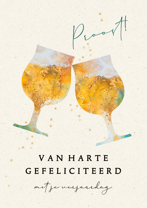 Verjaardagskaarten - Feestelijke verjaardagskaart proost bier man
