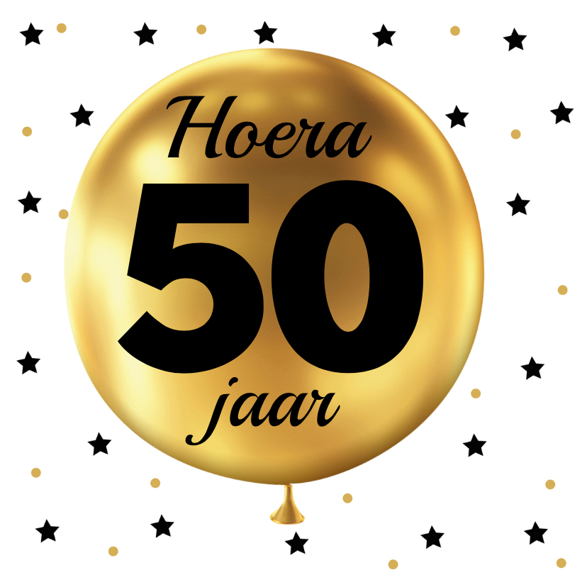 Felicitatie 50 jaar Ballon goud - Verjaardagskaarten Verjaardagskaarten - Felicitatie 50 jaar Ballon goud