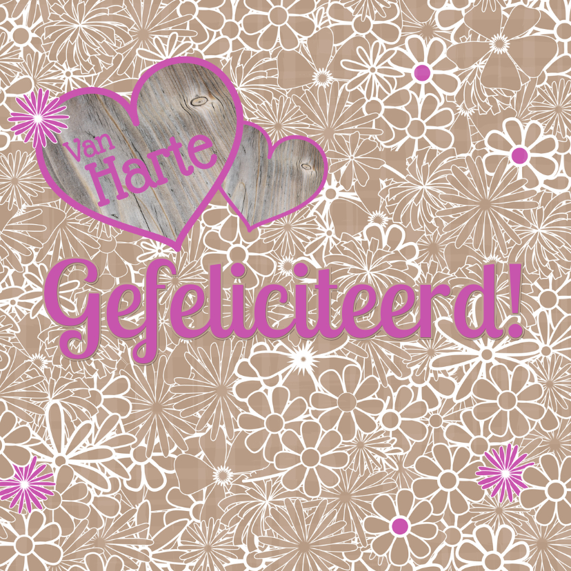 Felicitatie bloemen hart - Verjaardagskaarten Verjaardagskaarten - Felicitatie bloemen hart