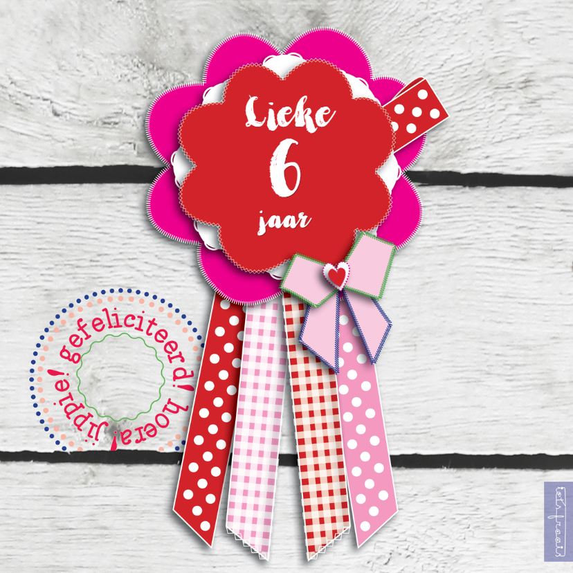 Felicitatie broche hout print - Verjaardagskaarten Verjaardagskaarten - Felicitatie broche hout print