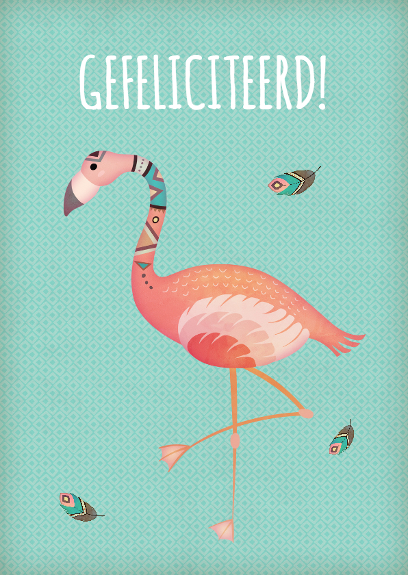 Verjaardagskaarten - Felicitatie flamingo - BK
