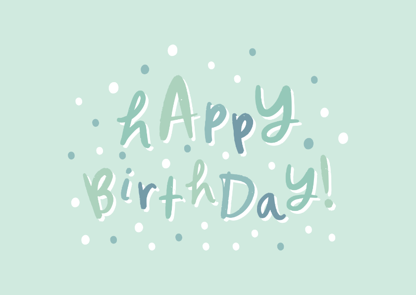 Felicitatie groen 'happy birthday' hip met confetti - Verjaardagskaarten Verjaardagskaarten - Felicitatie groen 'happy birthday' hip met confetti